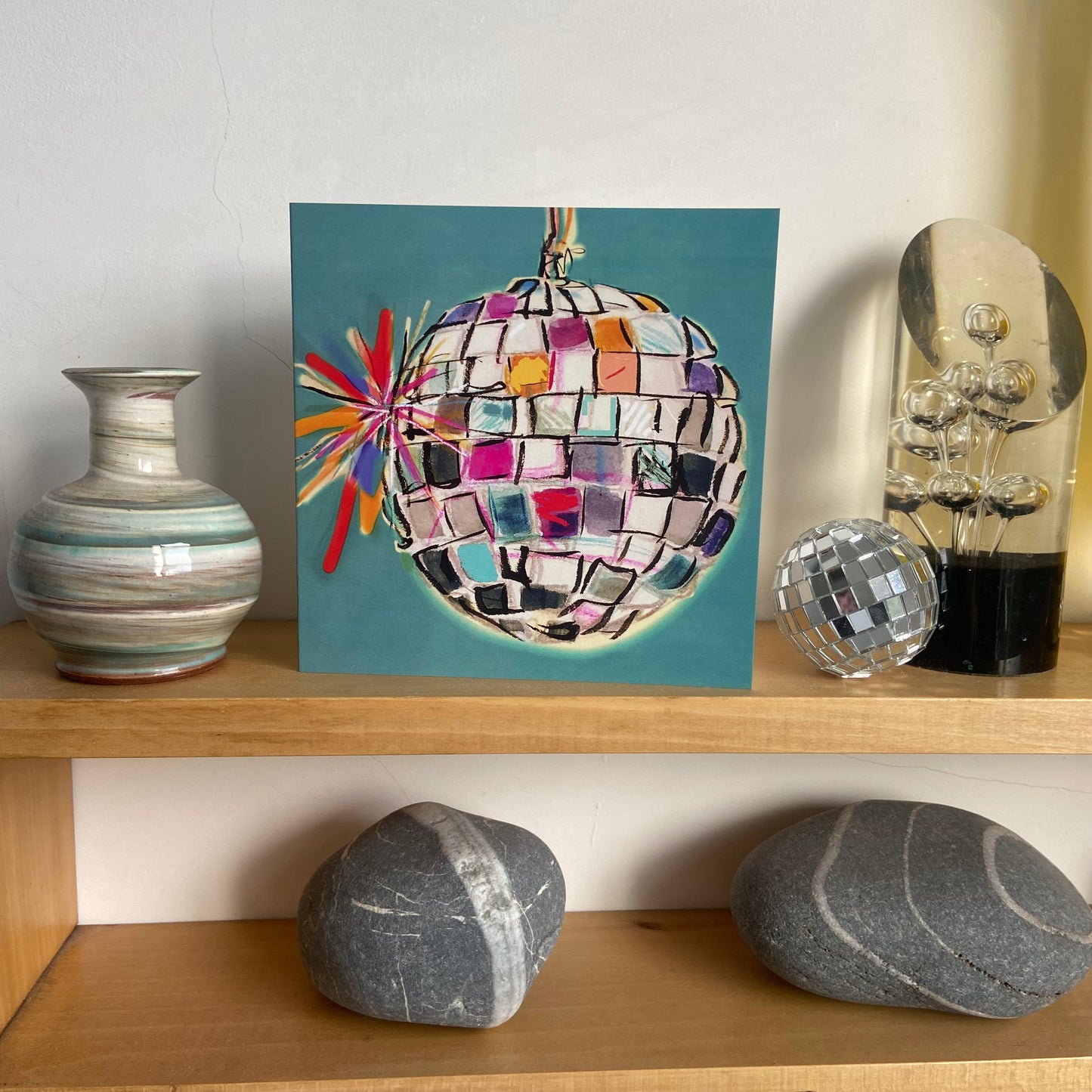 Teal Feel Disco Ball Card