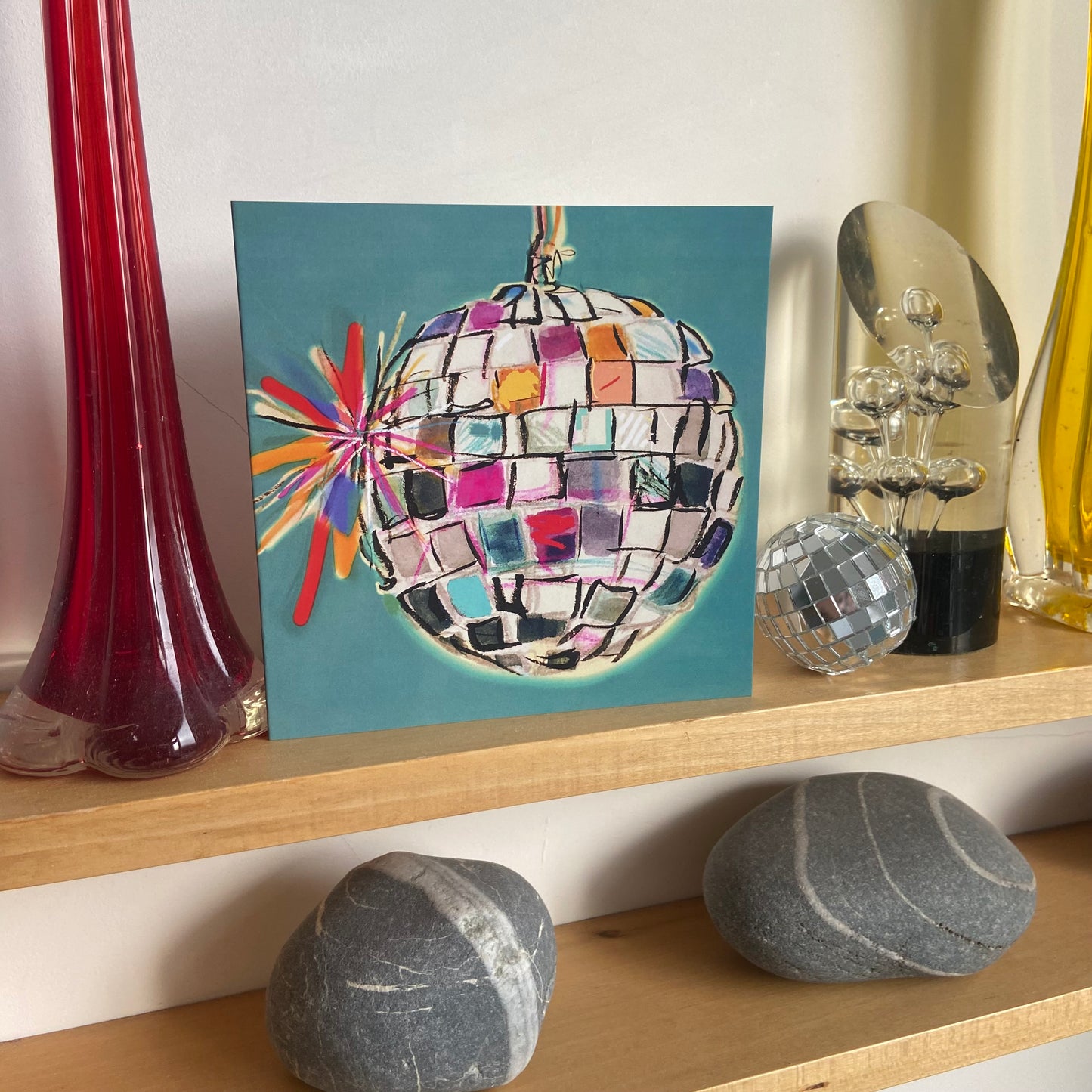 Teal Feel Disco Ball Card