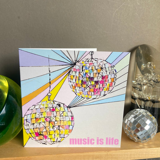 Music is Life Disco ball Card