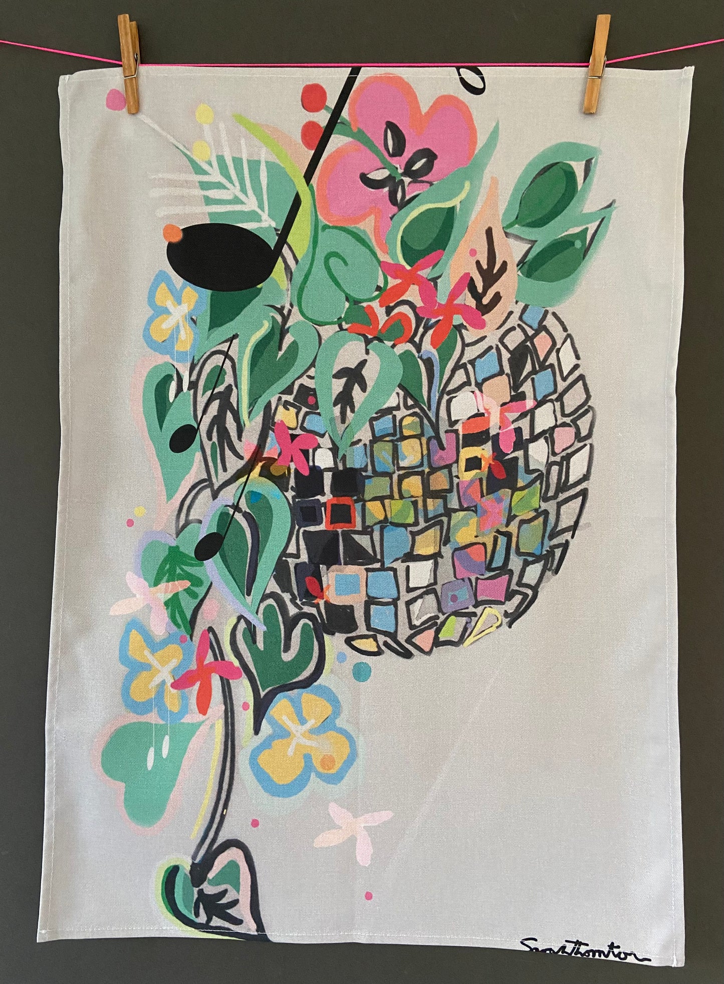 Disco Garden Tea Towel