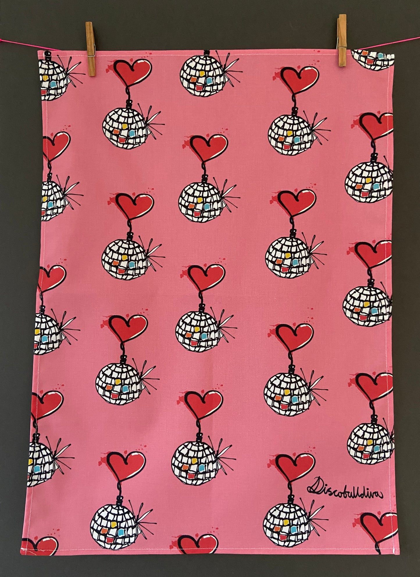 I heart Disco Tea Towel