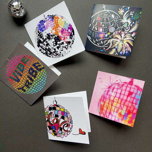 5 Disco Ball Cards
