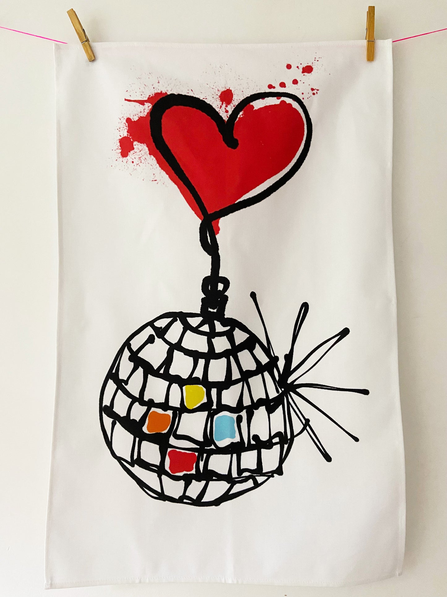 I Heart disco art Teatowel