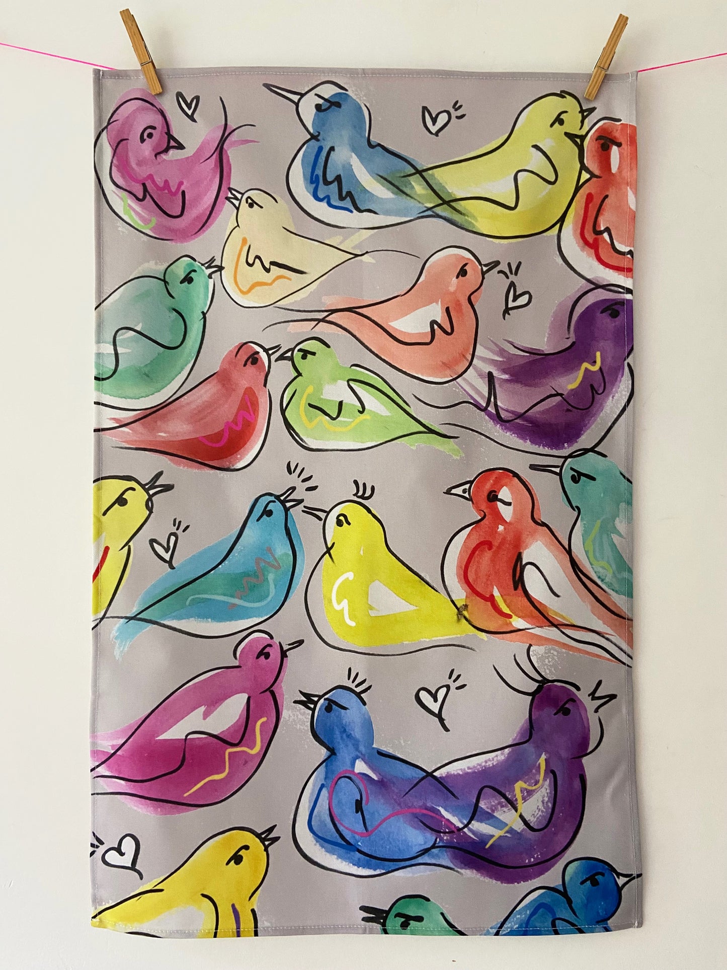 Tweet Love Art Tea Towel