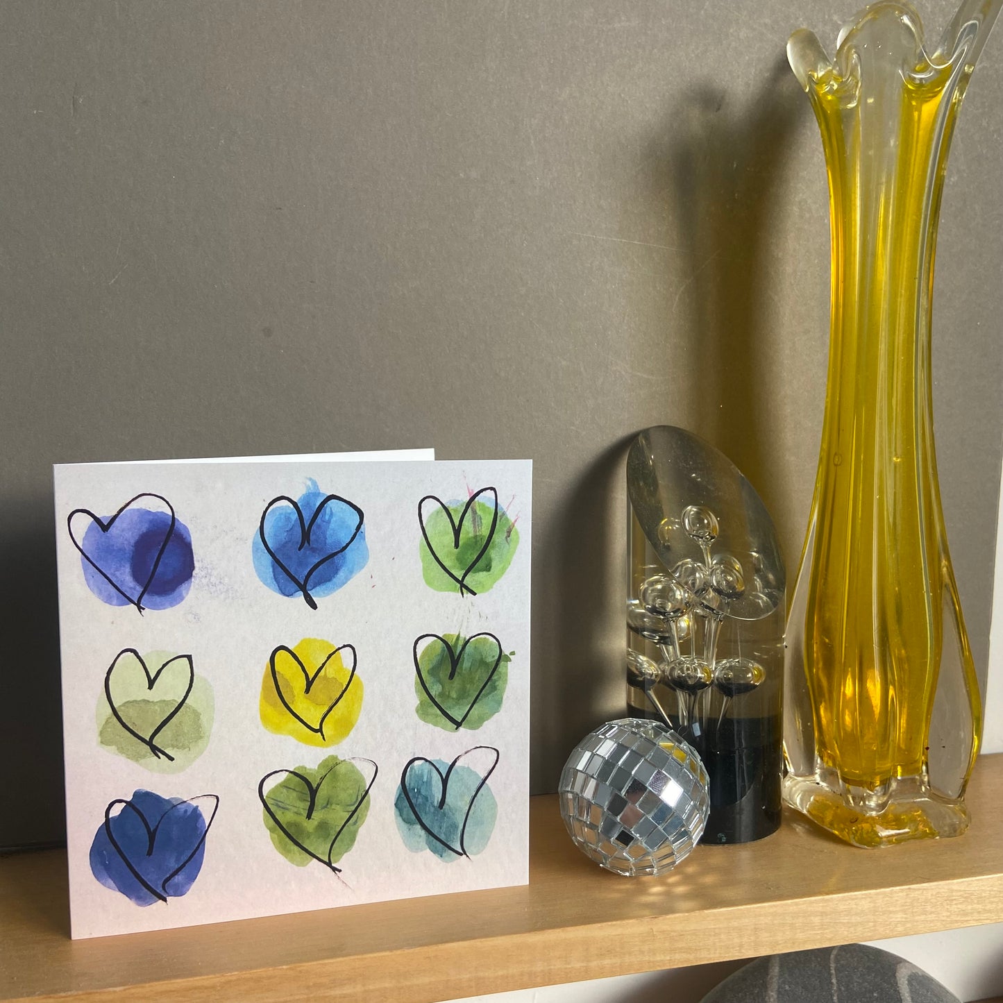 3 Painted Heart Cards