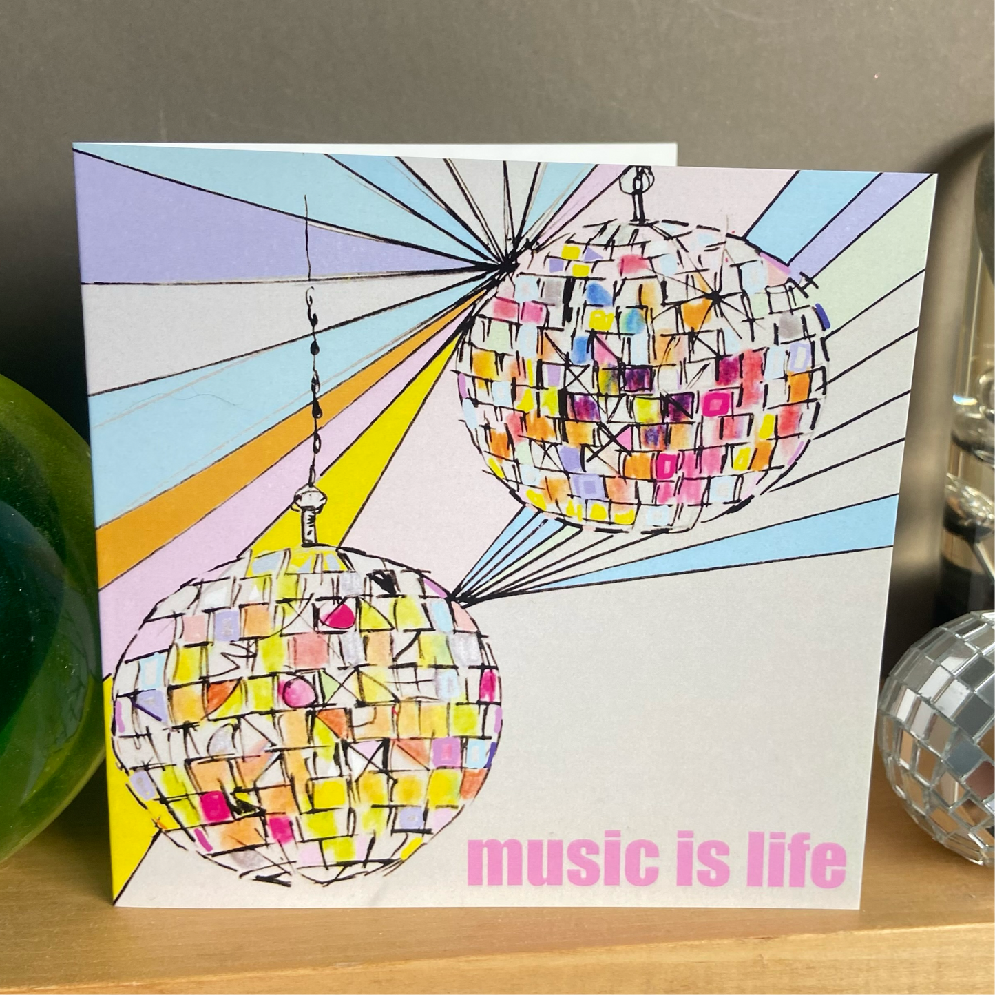 Music is Life Disco ball Card