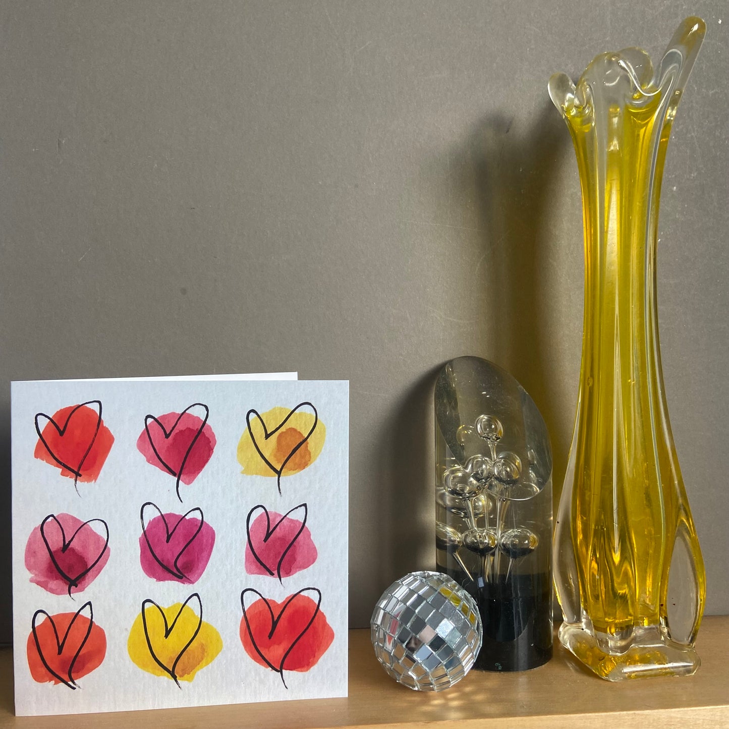 3 Painted Heart Cards