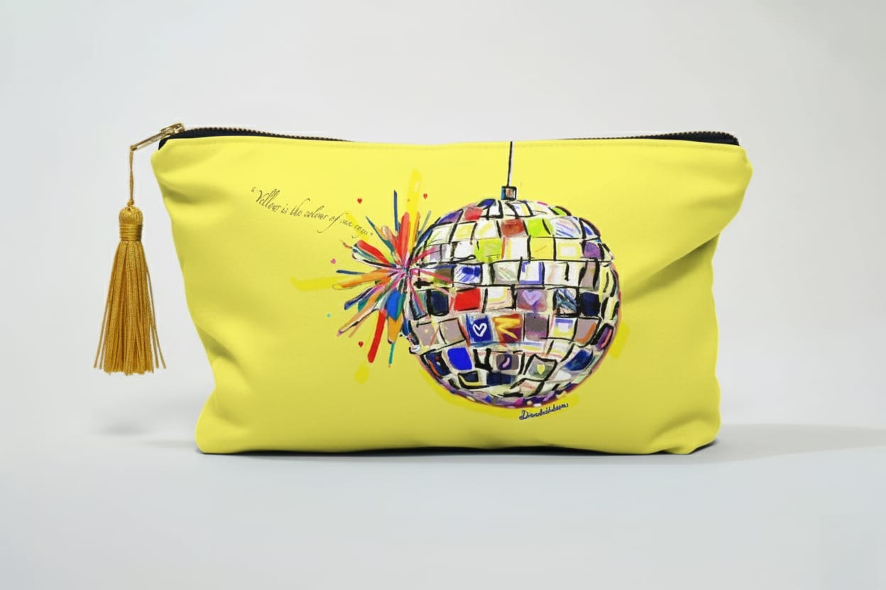 ‘Yellow is the colour of sun rays’ make-up bag