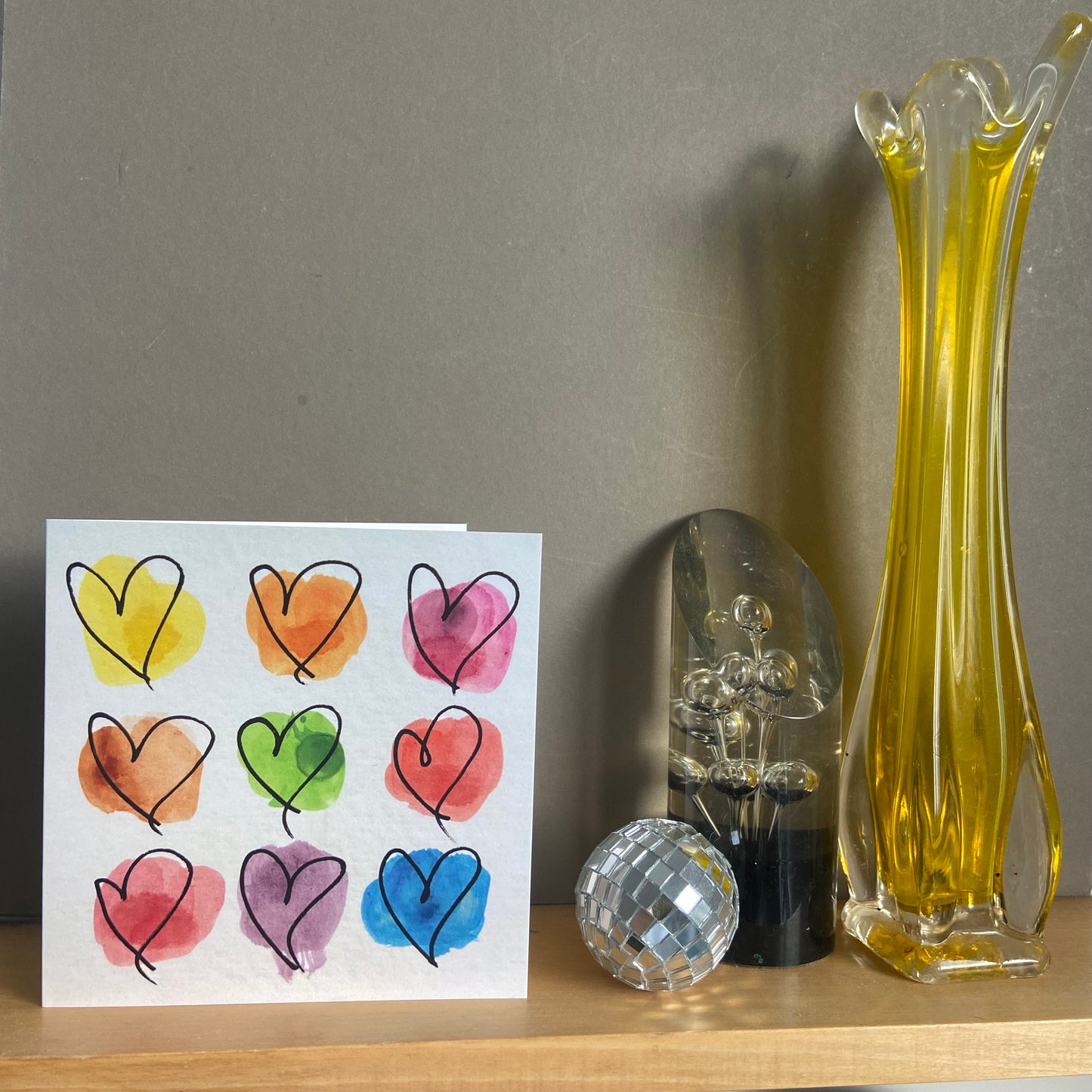 3 Painted Heart Cards