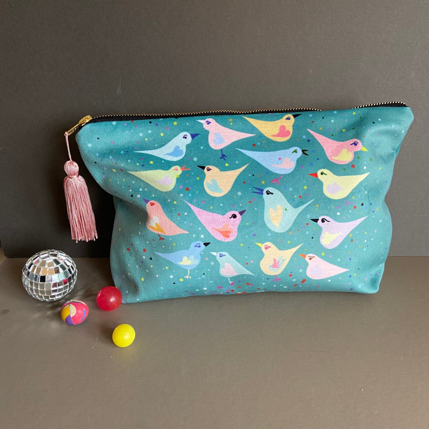 Dotty Lovebirds Makeup Bag