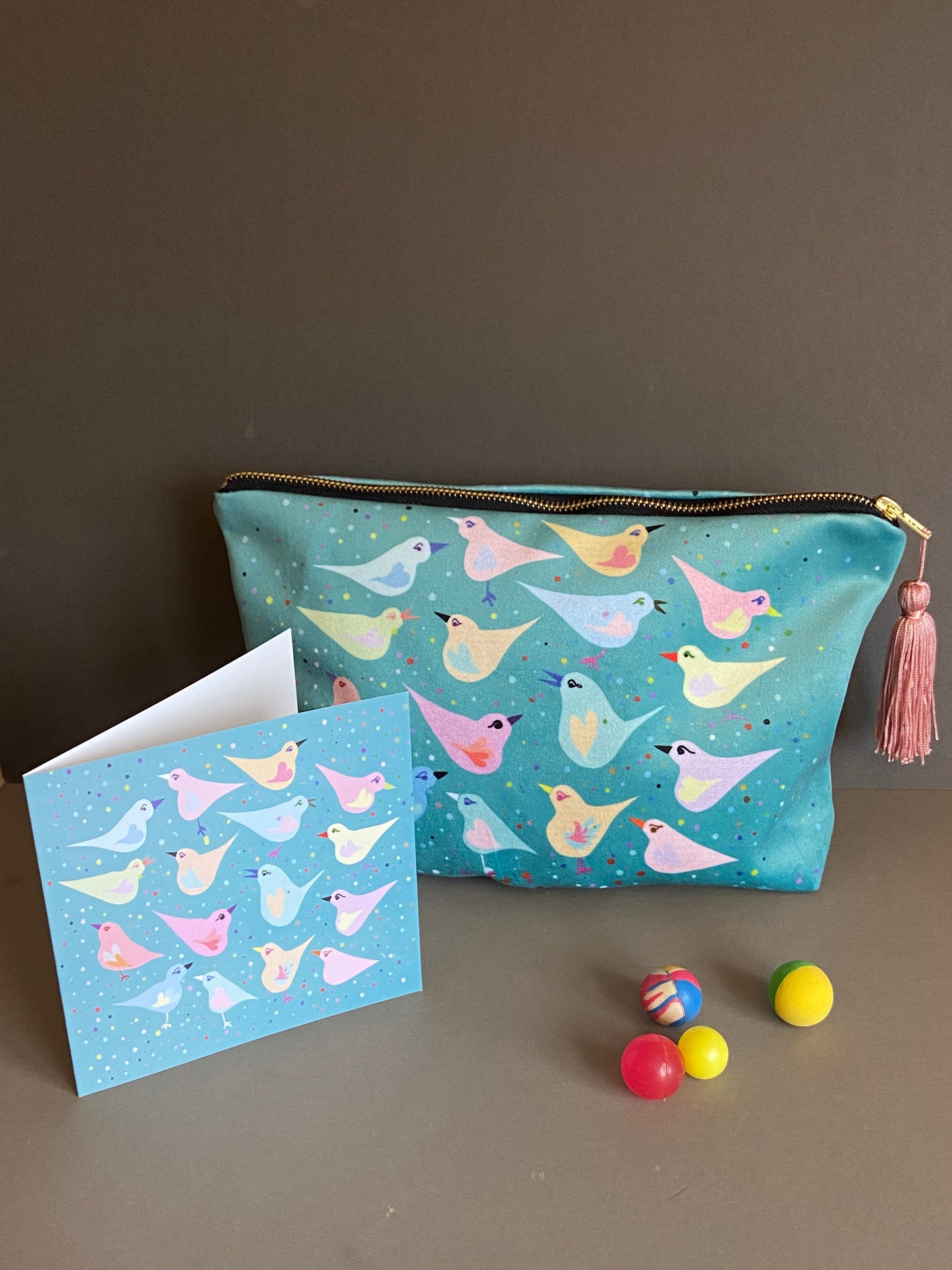 Dotty Lovebirds Makeup Bag