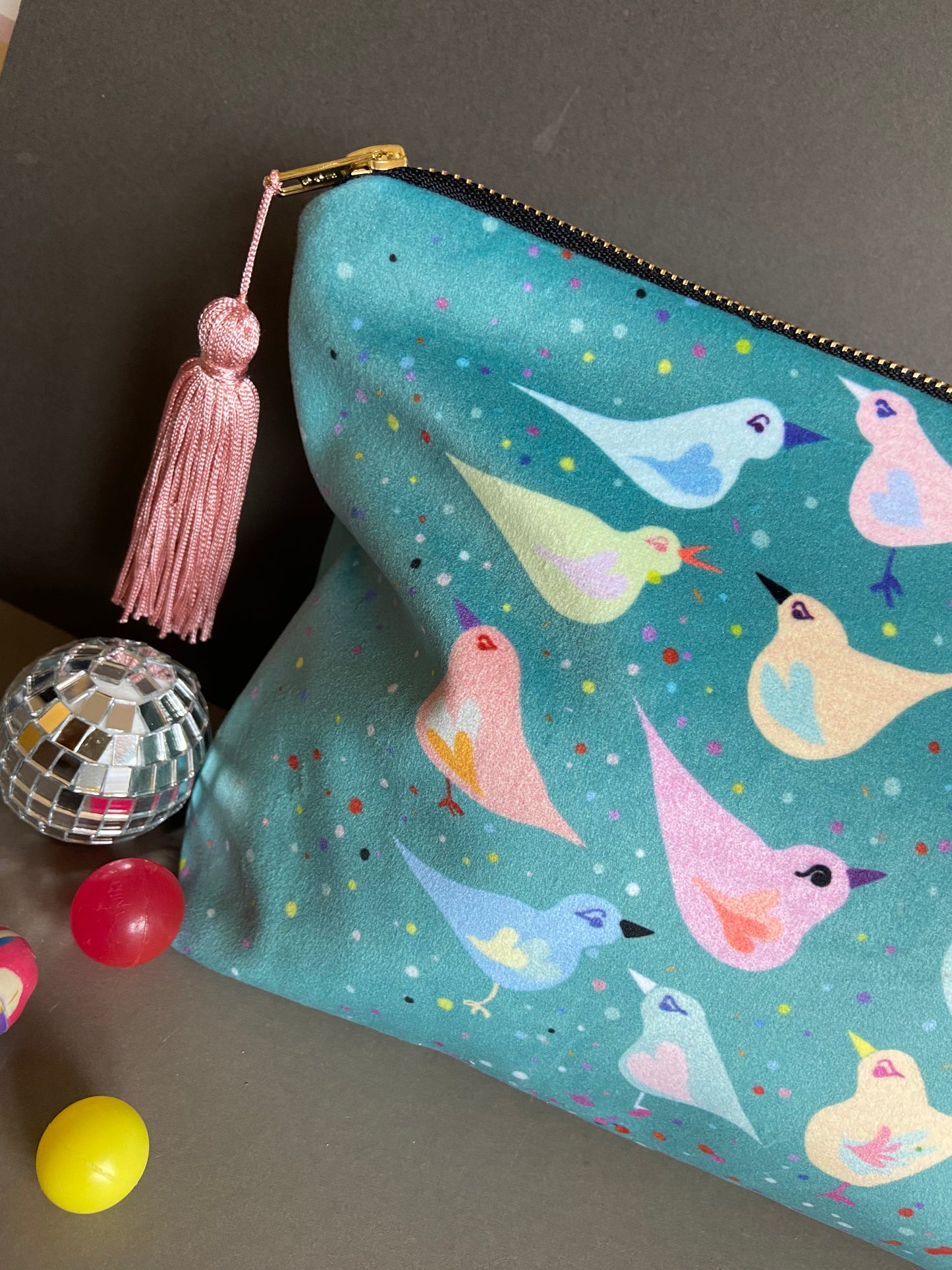 Dotty Lovebirds Makeup Bag